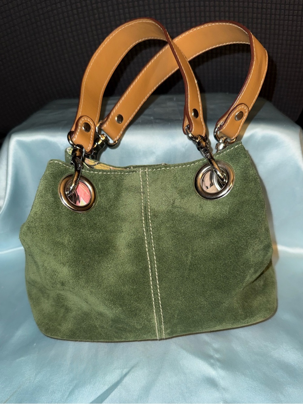 Vintage Green Suede Amanda Smith Purse